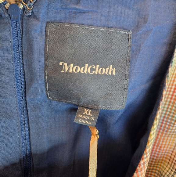 Modcloth Womens Dress Sz XL Plaid Lined Pockets Lightweight Sleeveless Casual - Picture 6 of 13